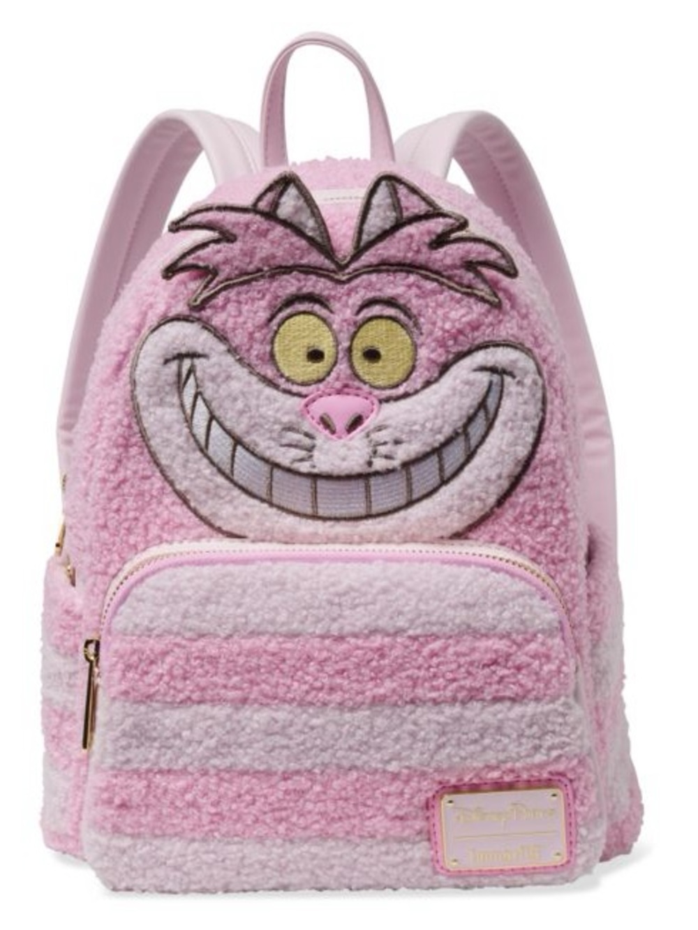 Loungefly Pink Cheshire Cat Sherpa Stripe Mini Backpack